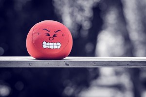 photo of a red ball with an angry face